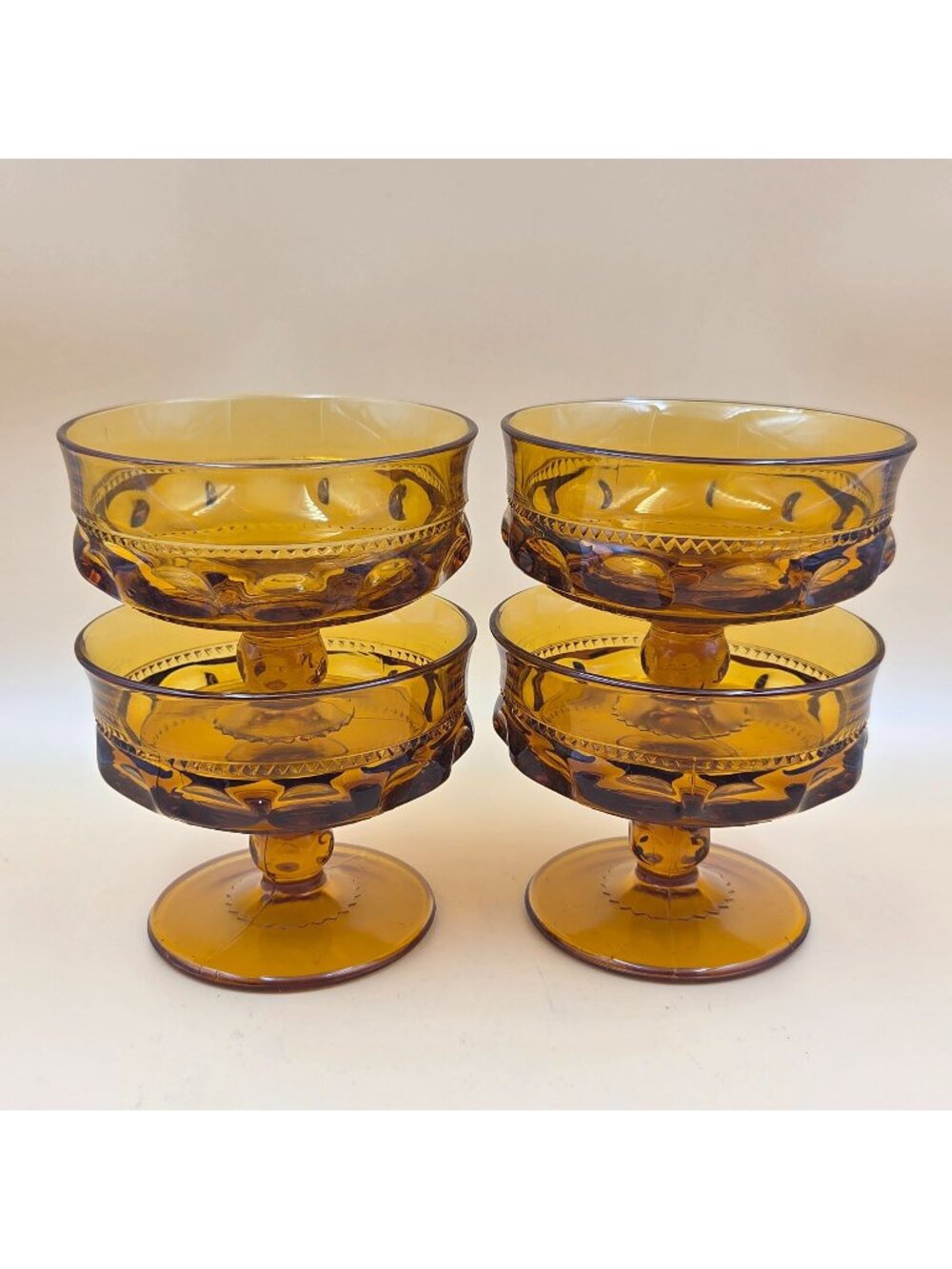 Colony Color Crown Amber Dark Champagne Tall Sherbet Glasses Set of 4